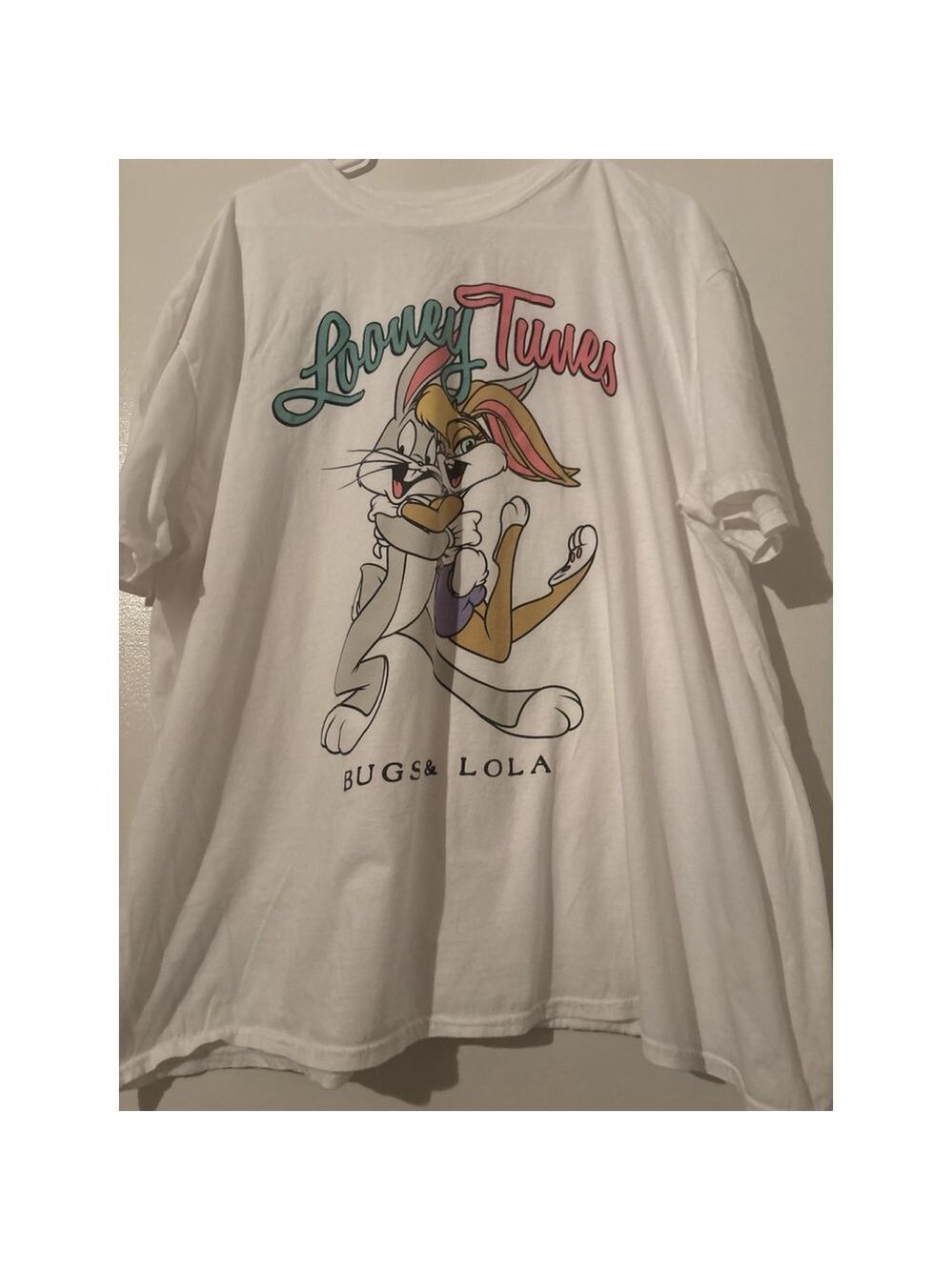 Looney Tunes Bugs & Lola Bunny White Graphic T-Shirt 3X Cotton Warner Bros 2022